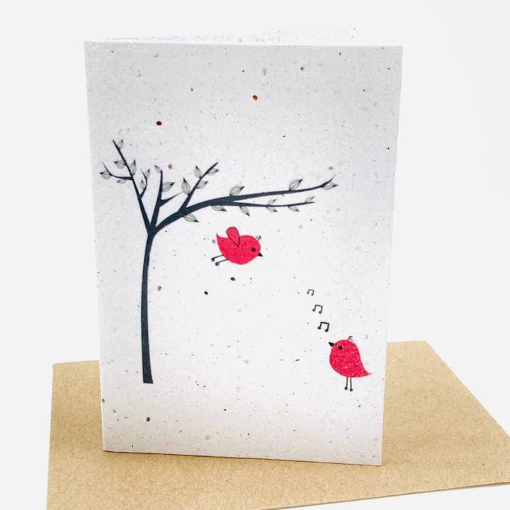 Pink Birds Growing Paper Card
