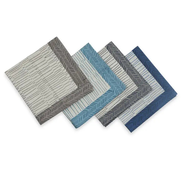 Tea Break Block Print Cotton Napkin - Set of 4