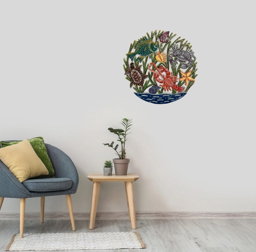 Painted Cutmetal Coral Sea Wall Hanging