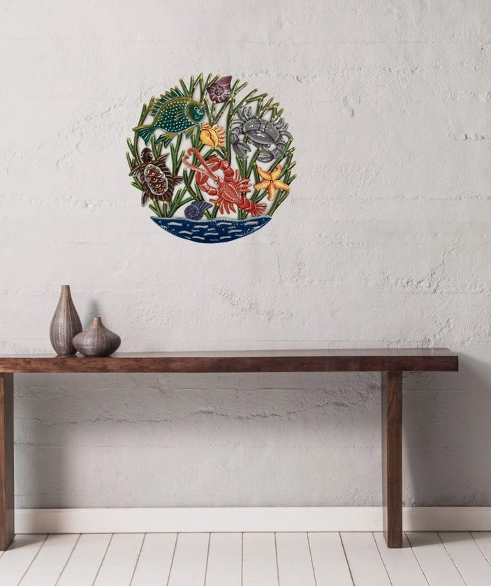 Painted Cutmetal Coral Sea Wall Hanging