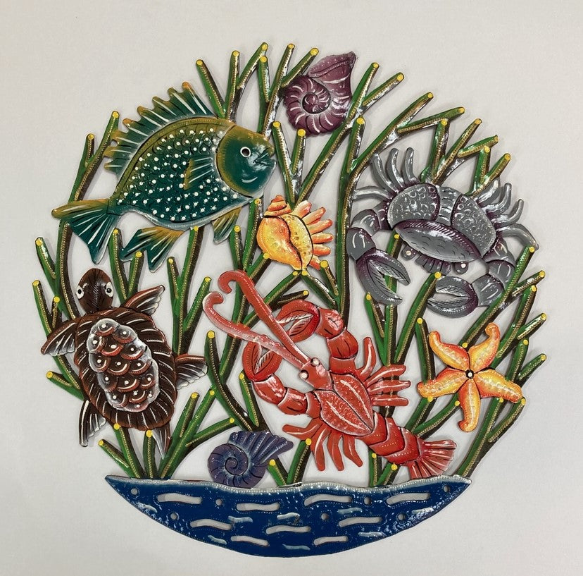 Painted Cutmetal Coral Sea Wall Hanging