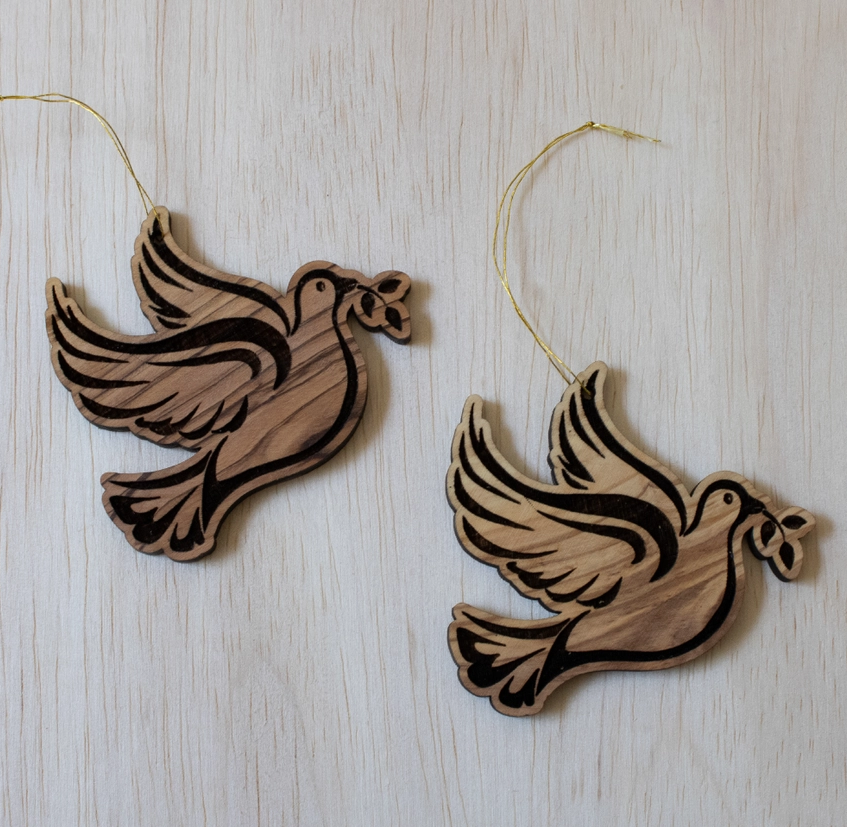 Olive Wood Peace Dove Ornament