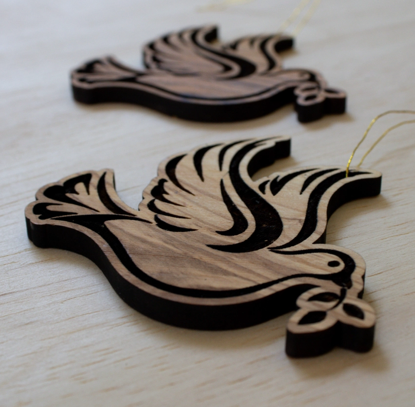 Olive Wood Peace Dove Ornament