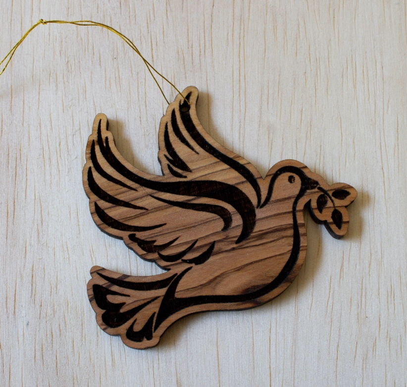 Olive Wood Peace Dove Ornament