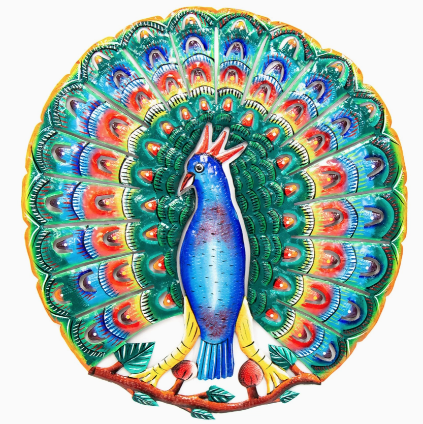 Peacock Painted Cutmetal Wall Hanging