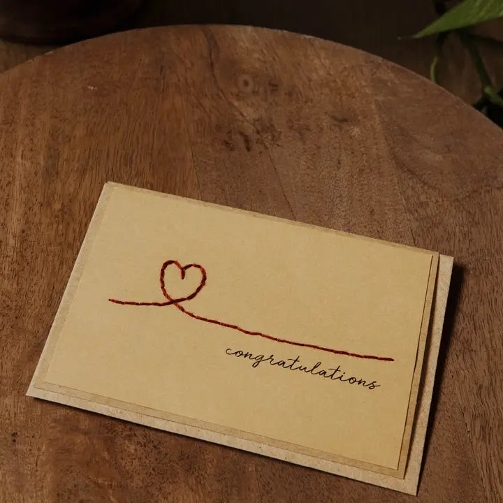 Congratulations Heart Embroidered Greeting Card