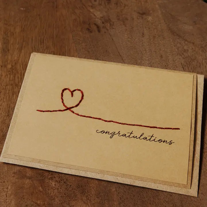 Congratulations Heart Embroidered Greeting Card