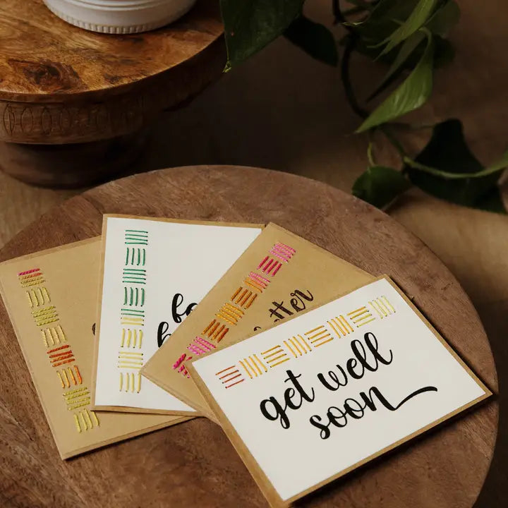 Get Well Embroidered Greeting Card