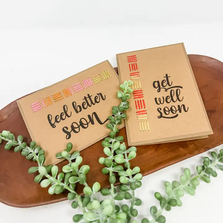 Get Well Embroidered Greeting Card