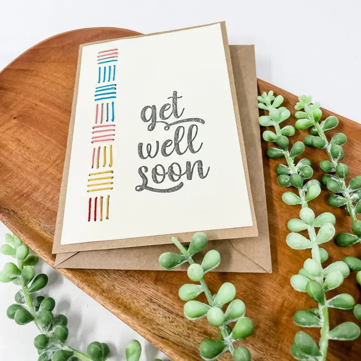 Get Well Embroidered Greeting Card