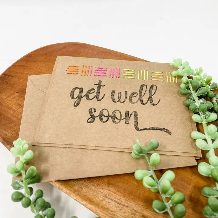 Get Well Embroidered Greeting Card