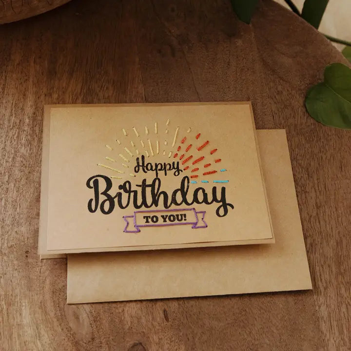 Happy Birthday Embroidered Greeting Card