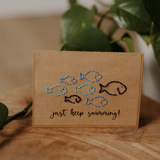 Keep Swimming Embroidered Greeting Card