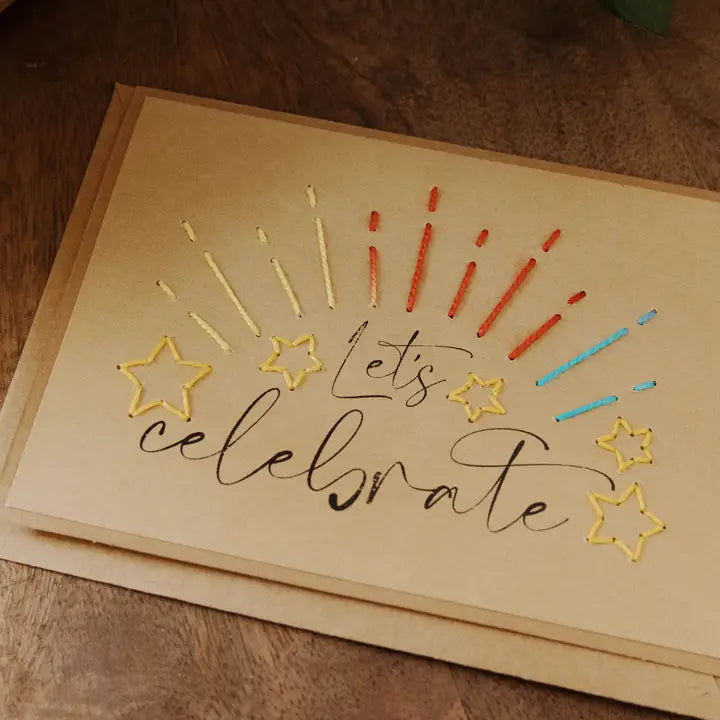 Let&#39;s Celebrate Embroidered Greeting Card