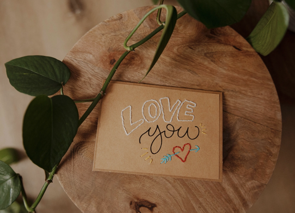 Love You Embroidered Greeting Card