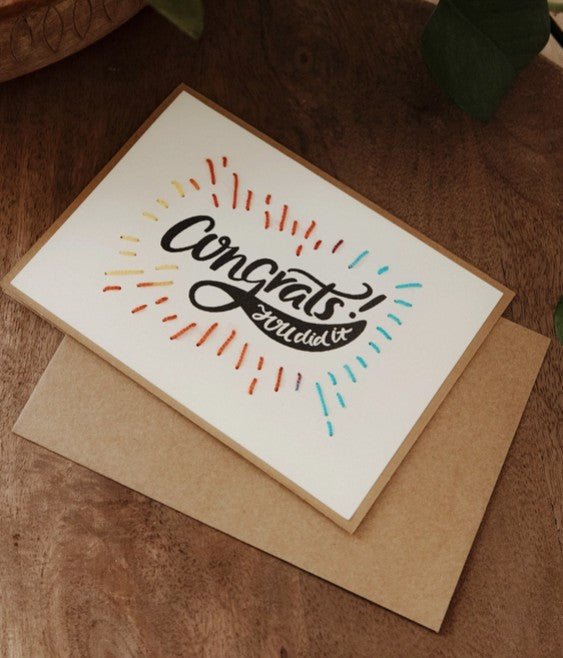 Congrats You Did It Embroidered Greeting Card