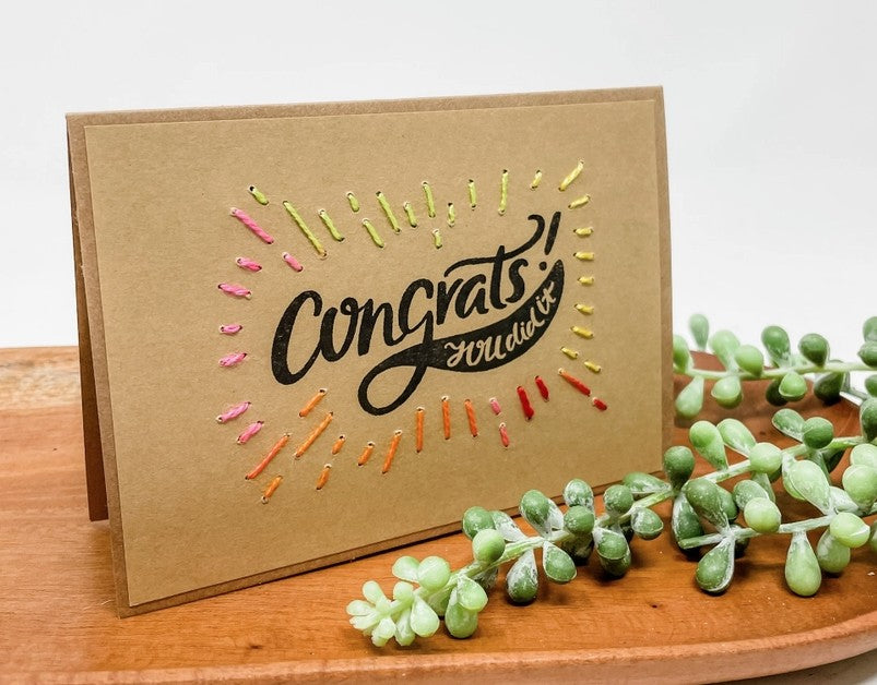 Congrats You Did It Embroidered Greeting Card