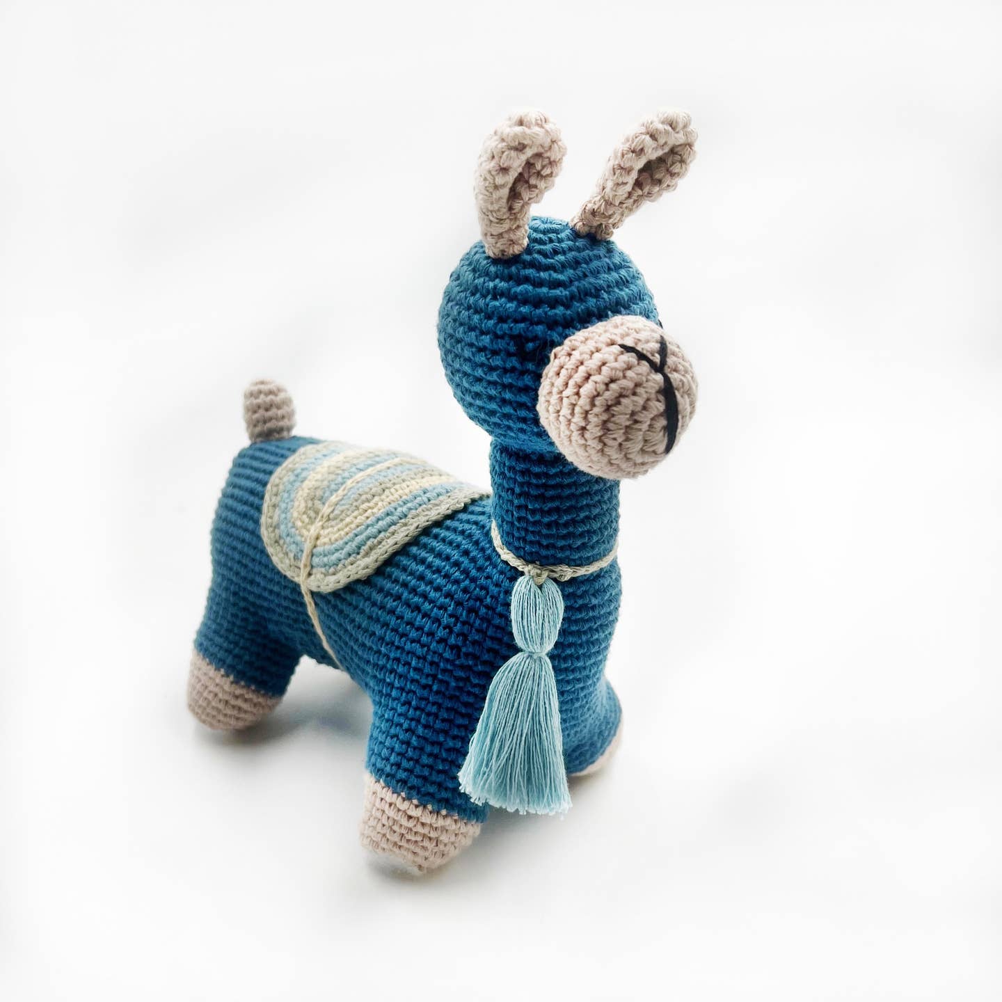 Blue Plush Llama Organic Crochet Cotton