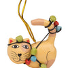 Albesia Wood Cat Ornament (2.5&quot; D)