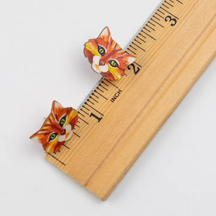 Gourd Painted Cat Earrings