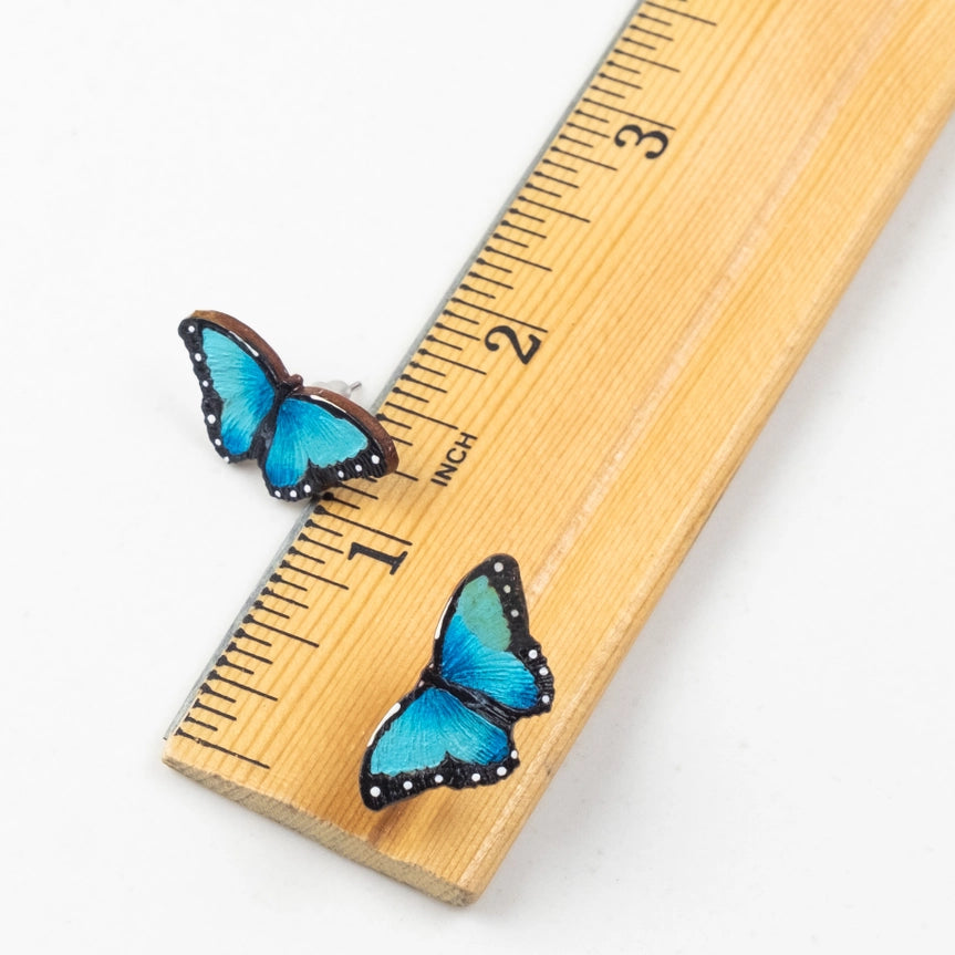 Blue Morpho Butterfly Gourd Earrings