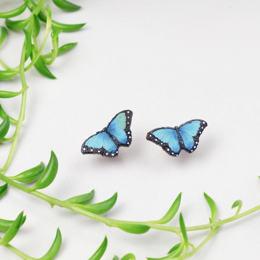 Blue Morpho Butterfly Gourd Earrings