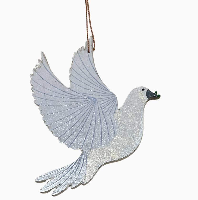Painted Peace Dove Wood Ornament