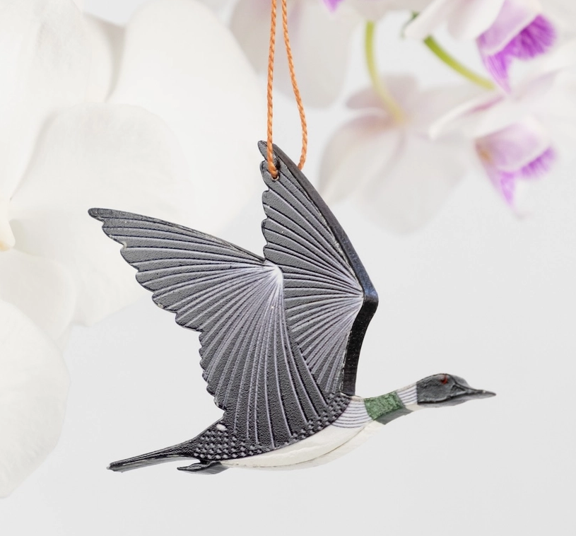 Painted Loon Wood Ornament