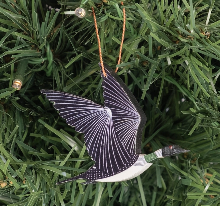 Painted Loon Wood Ornament