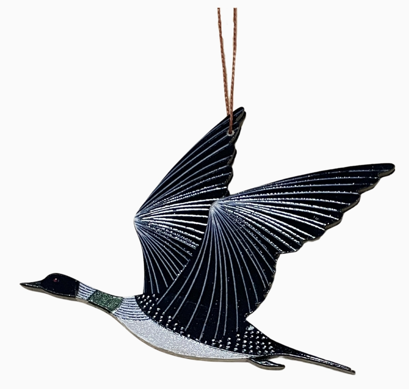 Painted Loon Wood Ornament