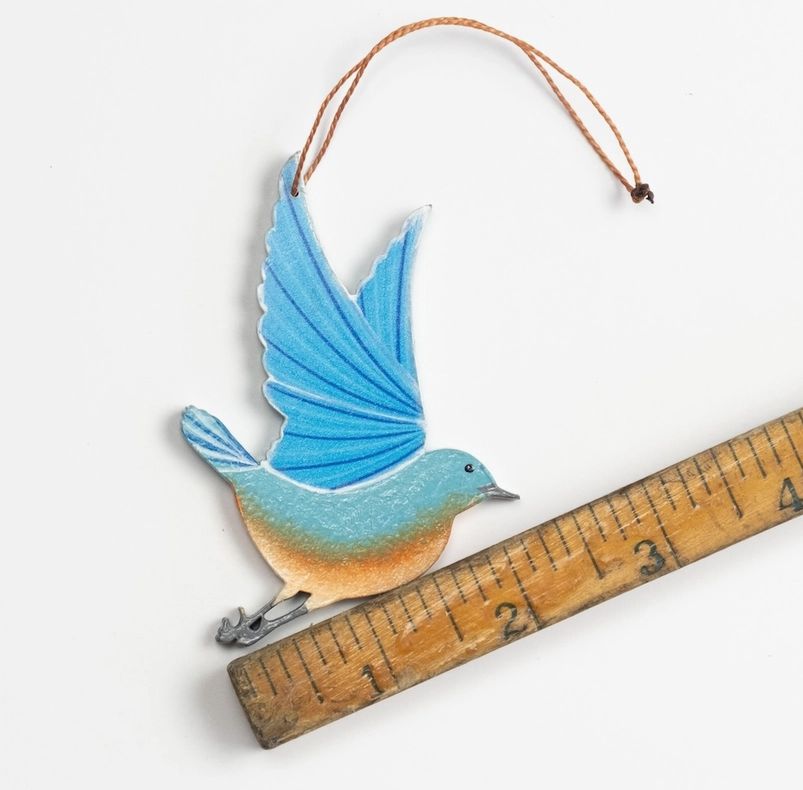 Painted Eastern Bluebird Wood Ornament