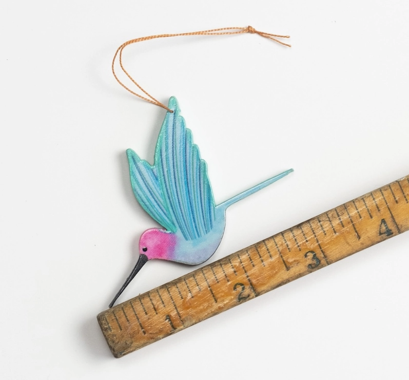 Painted Pink Anna Hummingbird Wood Ornament