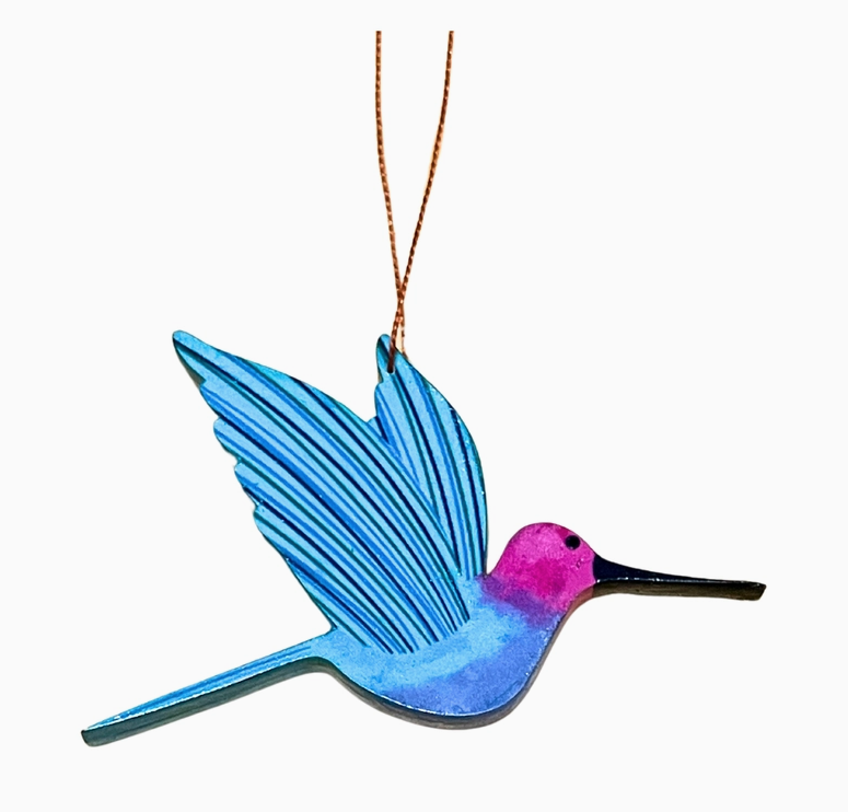 Painted Pink Anna Hummingbird Wood Ornament