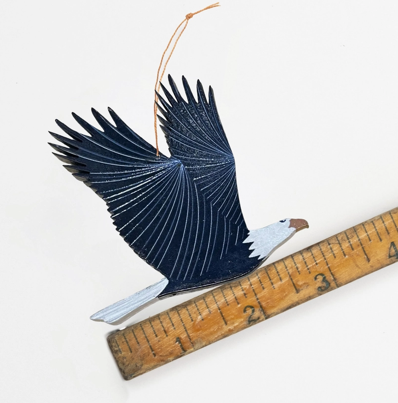 Painted Eagle Wood Ornament