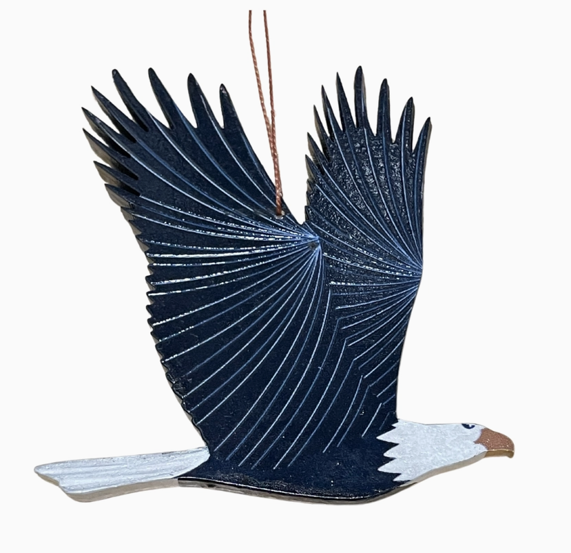 Painted Eagle Wood Ornament