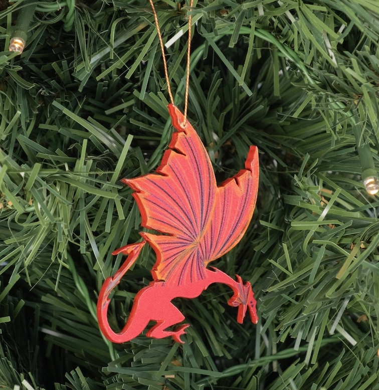 Painted Welsh Dragon Wood Ornament
