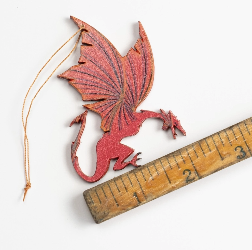 Painted Welsh Dragon Wood Ornament