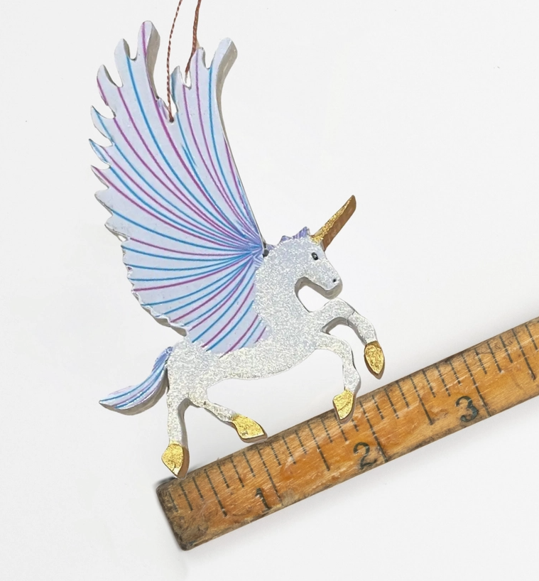 Painted Unicorn Wood Ornament