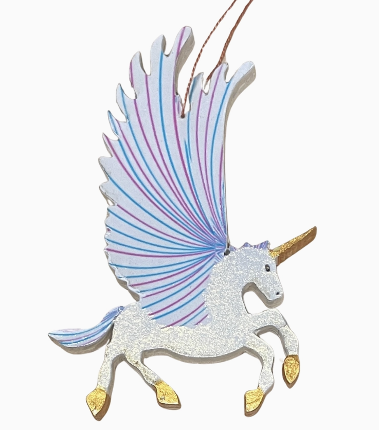 Painted Unicorn Wood Ornament