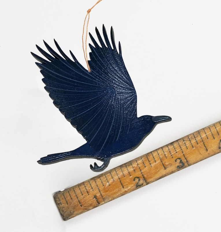 Painted Raven Wood Ornament