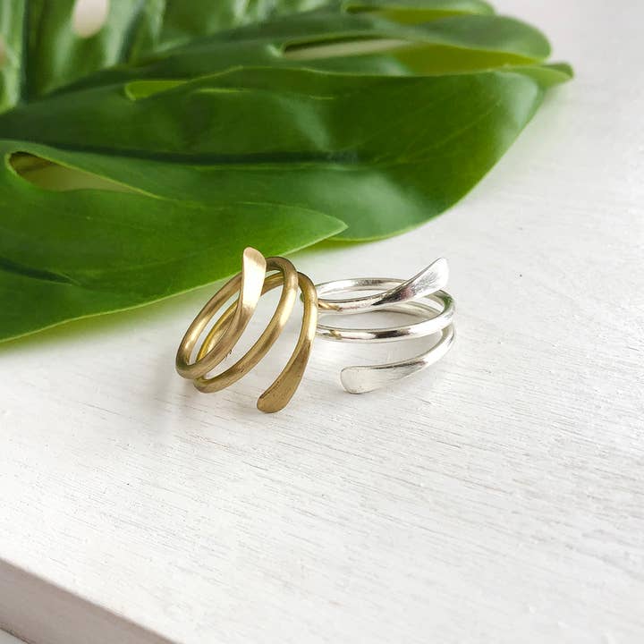 Silver-Plated Coiled Wrap Ring
