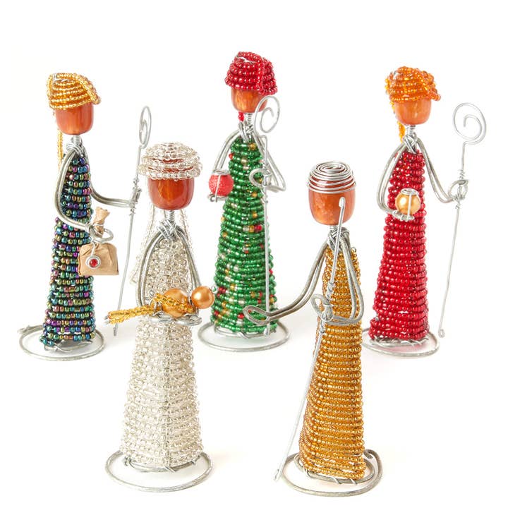 Beaded Nativity in Fabric Box - Set of 5