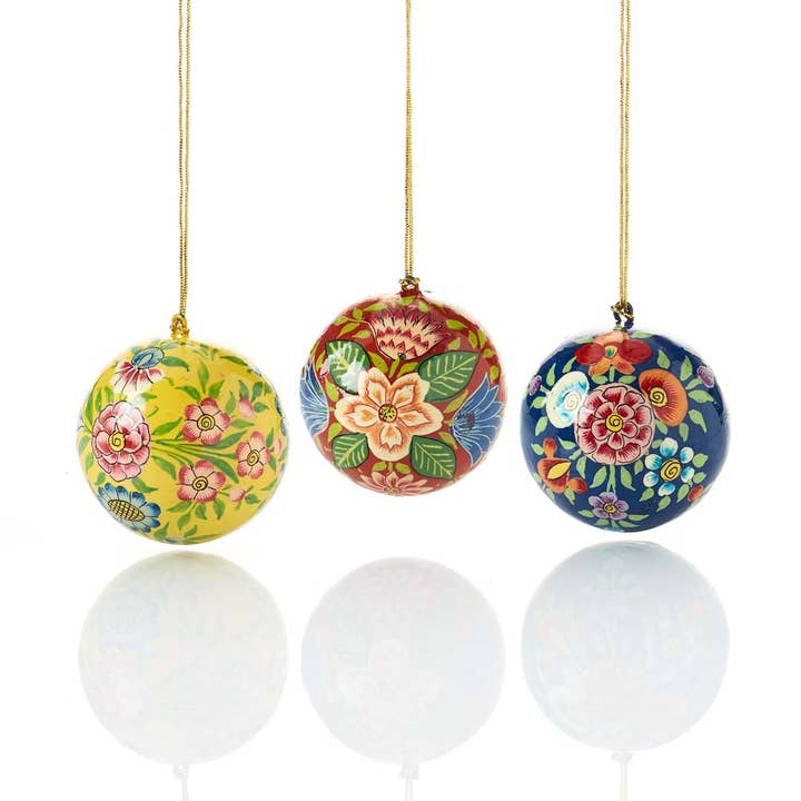 Hand-Painted Ball Ornament (2" D) - Assorted