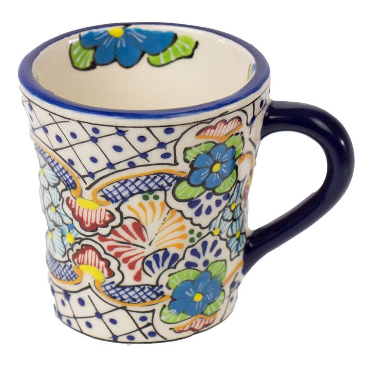 Blue Floral Encantada Painted Ceramic Mug