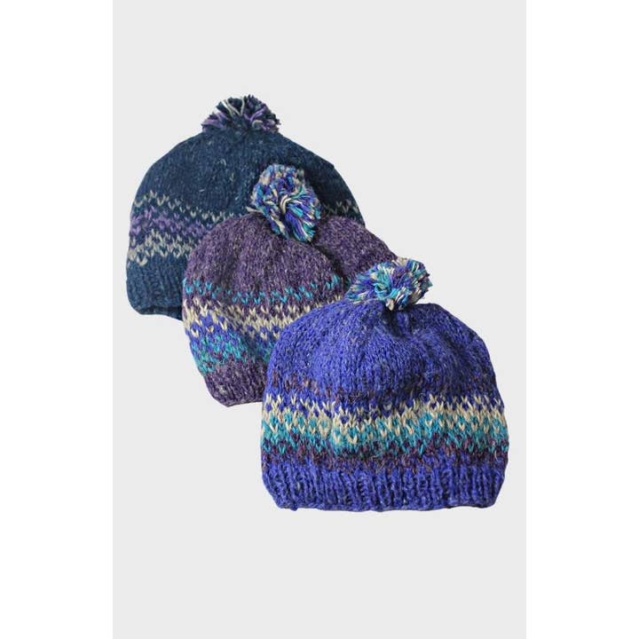 Multicolor Hemp &amp; Wool Pom Hat - Assorted