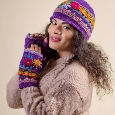 Embroidered Wool Roll Hat - Assorted