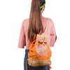 Orange Butterfly Embroidered Drawstring Backpack