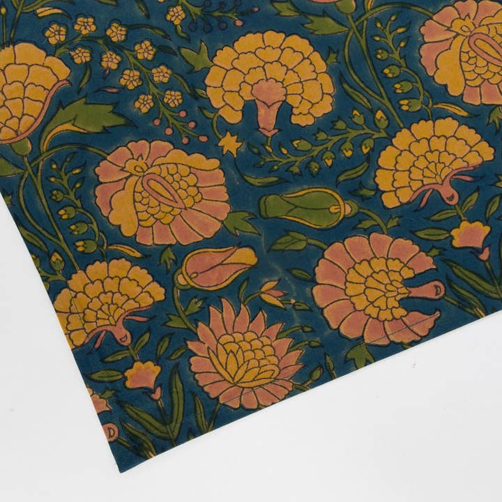 Teal &amp; Yellow Floral Cotton Napkin (20&quot; Sq)