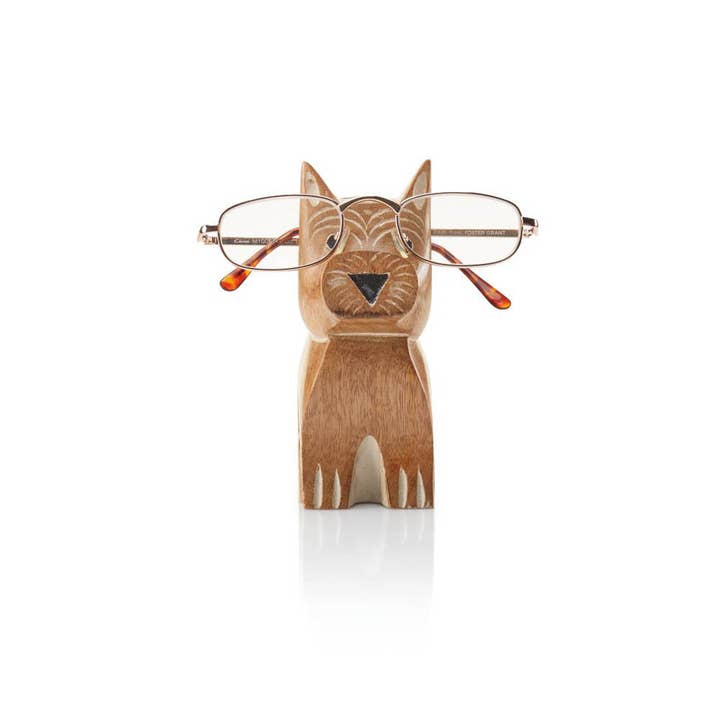 Mango Wood Dog Eyeglass Holder
