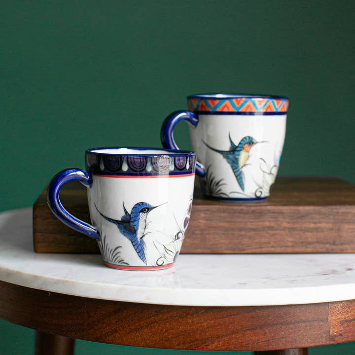 Wild Bird Painted Ceramic Latte Mug